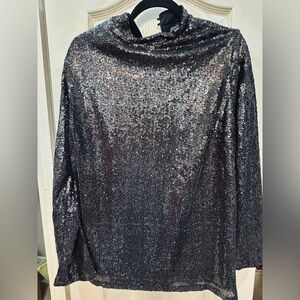 Lane Bryant Sparkling Black Sequin Blouse